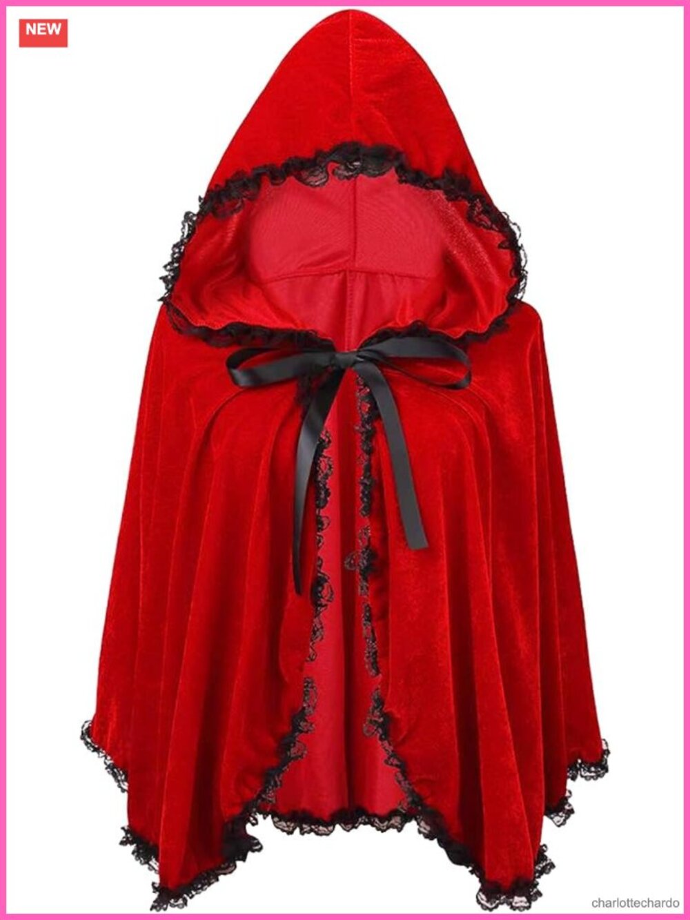 Womens Little Red Riding Hood Hooded Cape Velvet Costume Cloak